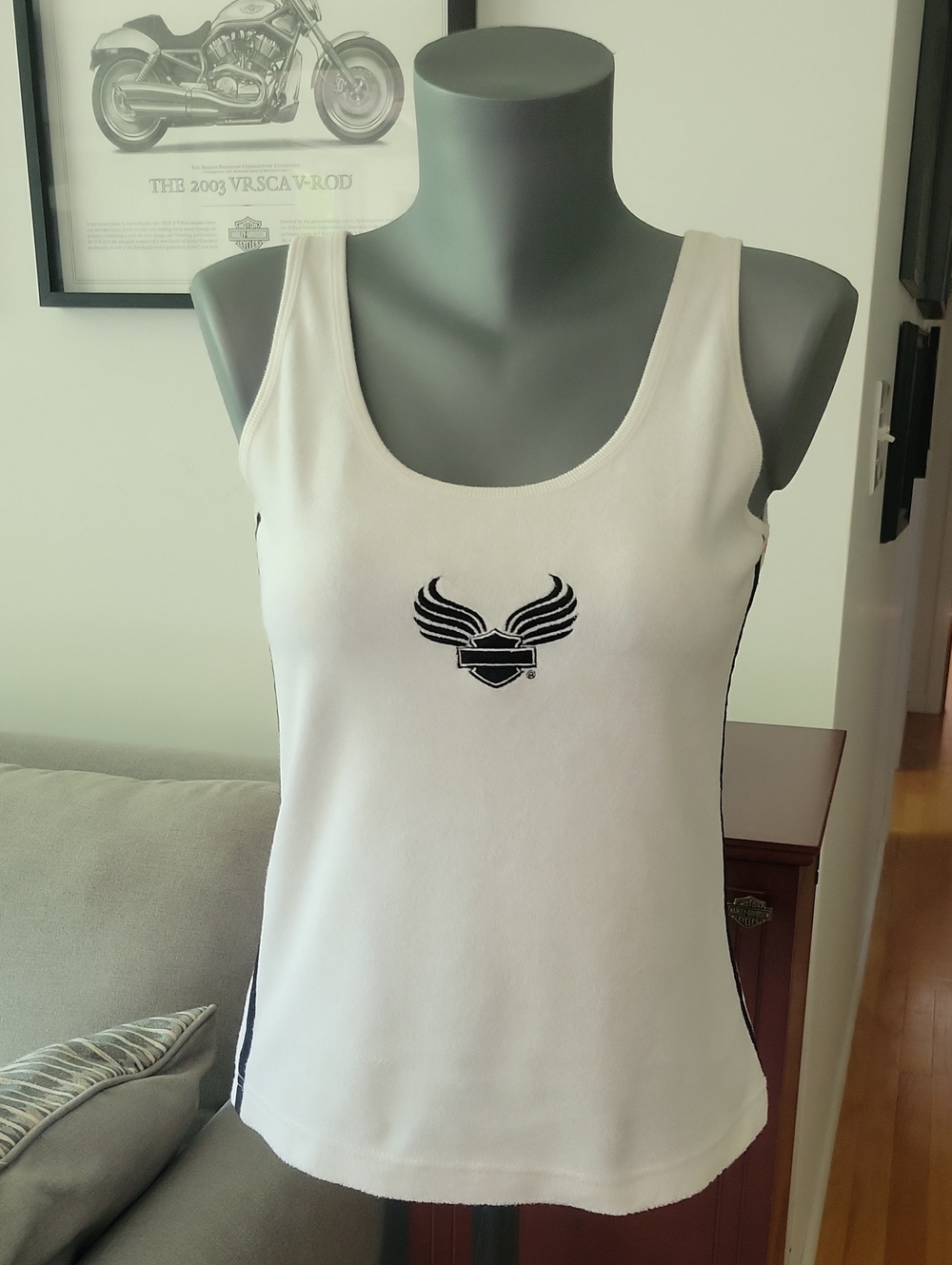 Harley-Davidson Tank Top Medium White Vintage